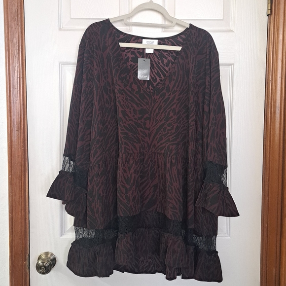 NWT AVENUE STUDIO BOHO TOP IN PLUM ZEBRA - Picture 3 of 8